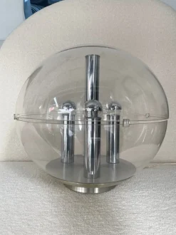 Sale Pamono Large Italian Space Age Ball Lamp in Acrylic Glass and Metal Chrome from Stilux Milano, 1970s