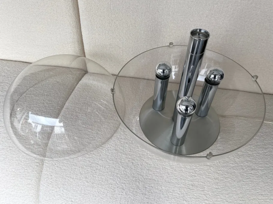 Sale Pamono Large Italian Space Age Ball Lamp in Acrylic Glass and Metal Chrome from Stilux Milano, 1970s