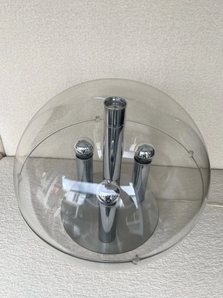 Sale Pamono Large Italian Space Age Ball Lamp in Acrylic Glass and Metal Chrome from Stilux Milano, 1970s