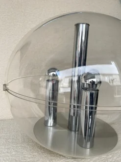 Sale Pamono Large Italian Space Age Ball Lamp in Acrylic Glass and Metal Chrome from Stilux Milano, 1970s