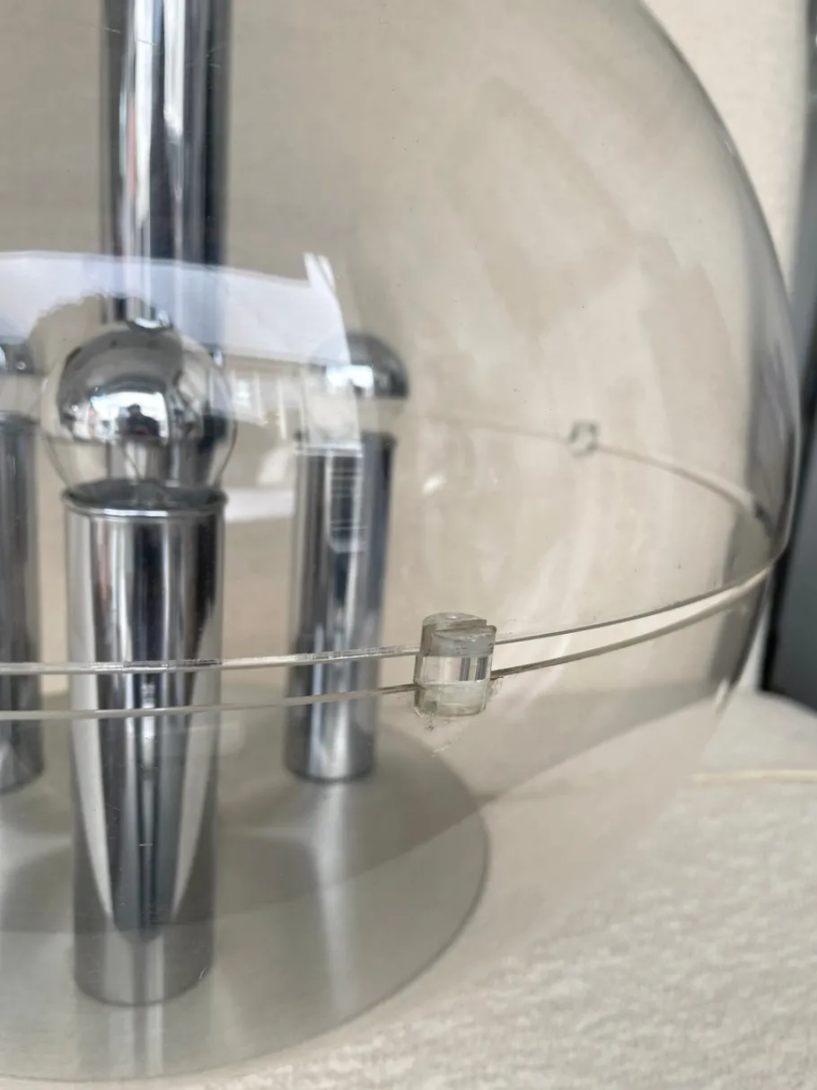Sale Pamono Large Italian Space Age Ball Lamp in Acrylic Glass and Metal Chrome from Stilux Milano, 1970s