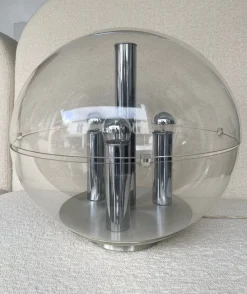 Sale Pamono Large Italian Space Age Ball Lamp in Acrylic Glass and Metal Chrome from Stilux Milano, 1970s