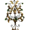 Best Pamono Large Italian Tole Wall Light with Murano Glass Flowers, 1960s