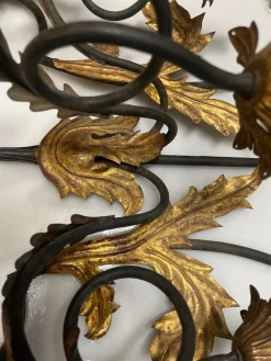 Best Pamono Large Italian Tole Wall Light with Murano Glass Flowers, 1960s