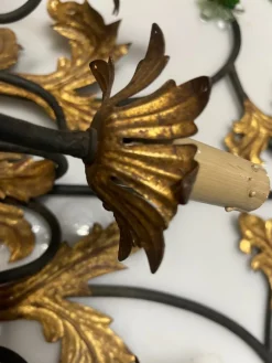 Best Pamono Large Italian Tole Wall Light with Murano Glass Flowers, 1960s