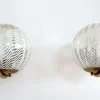 Hot Pamono Large Italian Wall Lights with White Striped Wavy Glass Globes, 1970s, Set of 2