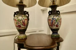 Sale Pamono Large Japanese Satsuma Lamps, 1920s, Set of 2