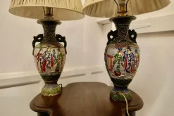 Sale Pamono Large Japanese Satsuma Lamps, 1920s, Set of 2