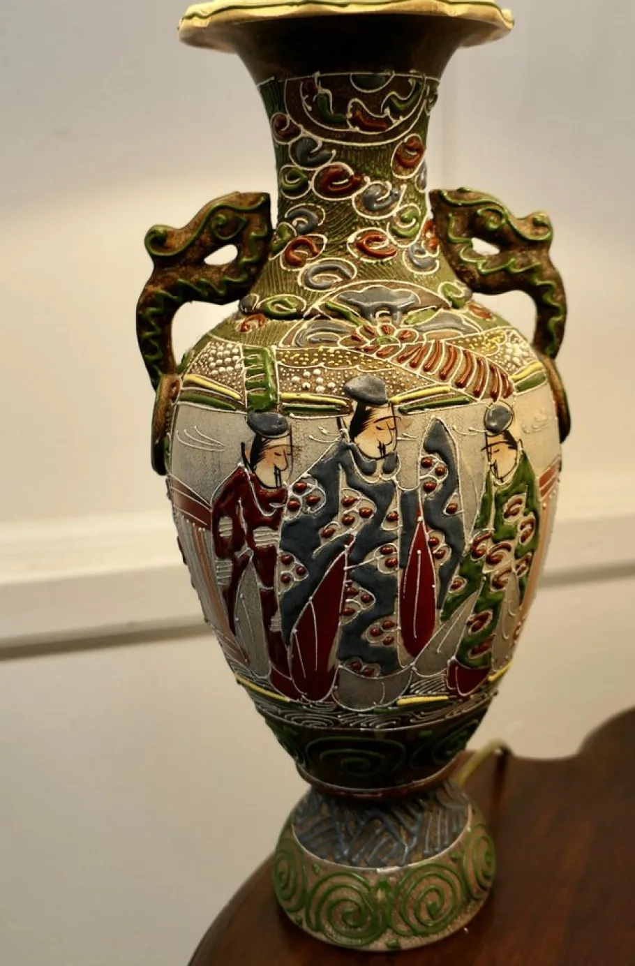 Sale Pamono Large Japanese Satsuma Lamps, 1920s, Set of 2