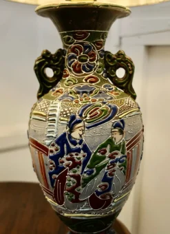 Sale Pamono Large Japanese Satsuma Lamps, 1920s, Set of 2