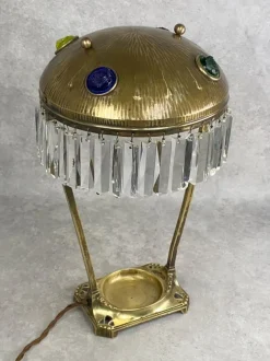 Clearance Pamono Large Jugendstil Desk Lamp with Crystals, 1890s