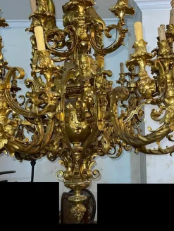 New Pamono Large 60-Light Gilt Chandelier, Paris