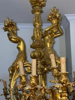 New Pamono Large 60-Light Gilt Chandelier, Paris