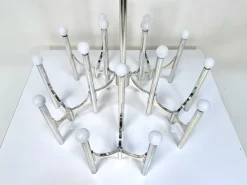 Clearance Pamono Large 15-Light Silver-Plated Chandelier by Gaetano Sciolari, Italy, 1960s
