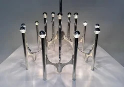 Clearance Pamono Large 15-Light Silver-Plated Chandelier by Gaetano Sciolari, Italy, 1960s