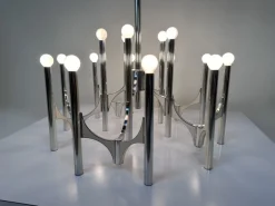 Clearance Pamono Large 15-Light Silver-Plated Chandelier by Gaetano Sciolari, Italy, 1960s
