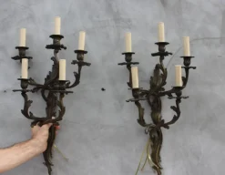 Hot Pamono Large Louis XV Style Bronze Sconces with 5 Bulb Lights, Set of 2