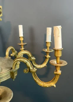 Best Pamono Large Louis XVI Style Chased Bronze Chandelier with 8 Light Arms by Lucien Gau