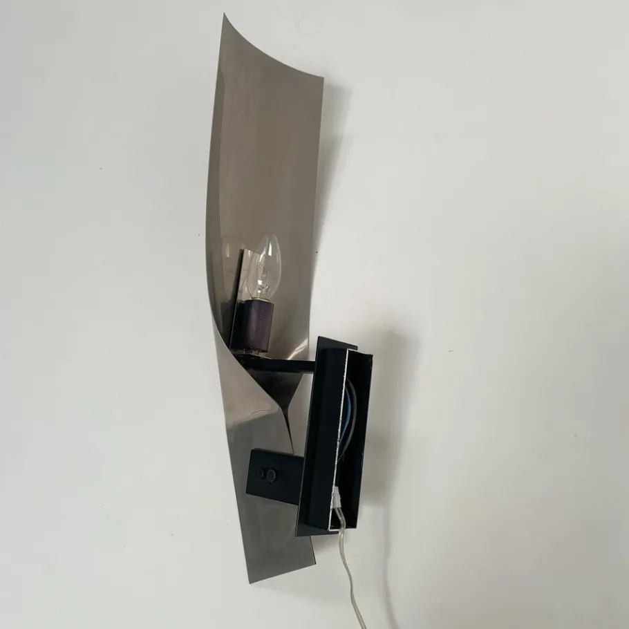 New Pamono Large Metal Sconce in the style of Michel Boyer, France, 1970s