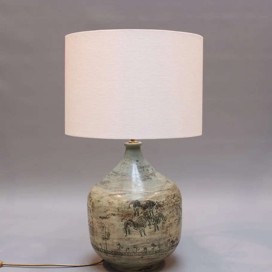 Best Pamono Large Mid-Century French Ceramic Lamp by Jacques Blin, 1950s