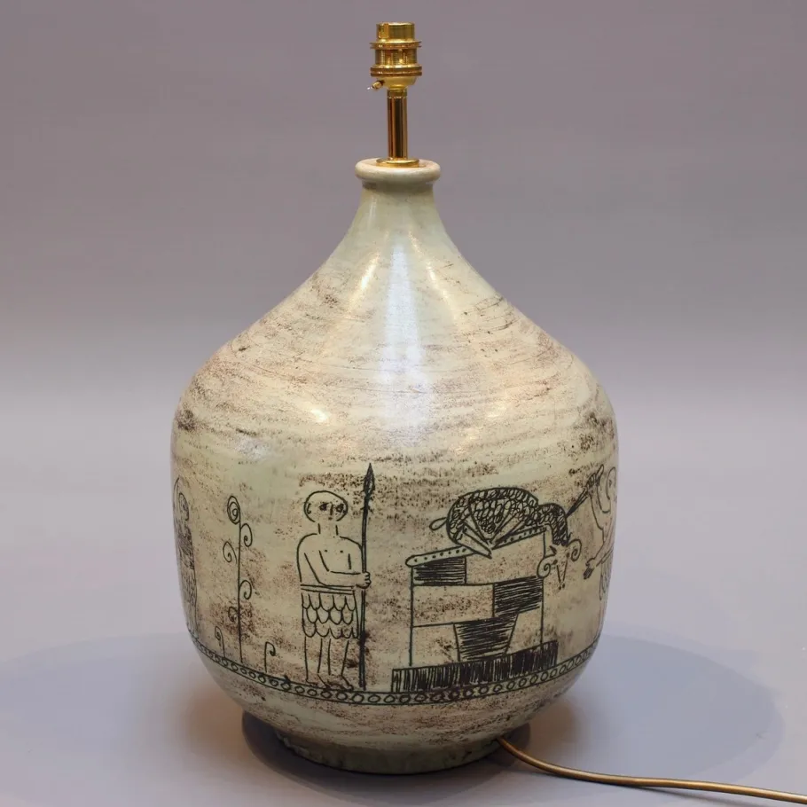 Best Pamono Large Mid-Century French Ceramic Lamp by Jacques Blin, 1950s
