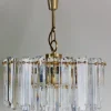 Online Pamono Large Mid-Century Glass and Gilt Brass Chandelier from J.T. Kalmar