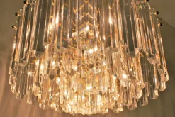 Online Pamono Large Mid-Century Glass and Gilt Brass Chandelier from J.T. Kalmar