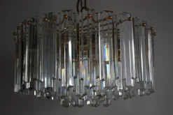 Online Pamono Large Mid-Century Glass and Gilt Brass Chandelier from J.T. Kalmar