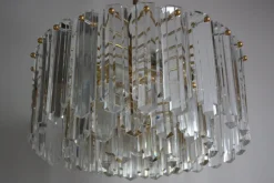 Online Pamono Large Mid-Century Glass and Gilt Brass Chandelier from J.T. Kalmar