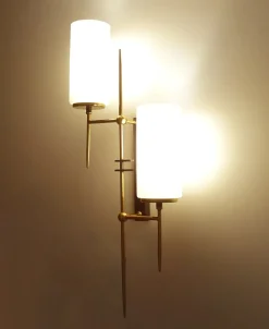 Hot Pamono Large Mid-Century Glass Wall Lights from Lunel, 1960s, Set of 2