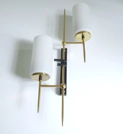Hot Pamono Large Mid-Century Glass Wall Lights from Lunel, 1960s, Set of 2