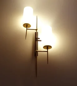 Hot Pamono Large Mid-Century Glass Wall Lights from Lunel, 1960s, Set of 2