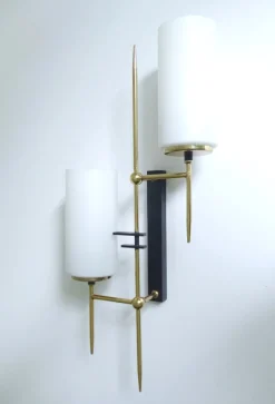 Hot Pamono Large Mid-Century Glass Wall Lights from Lunel, 1960s, Set of 2