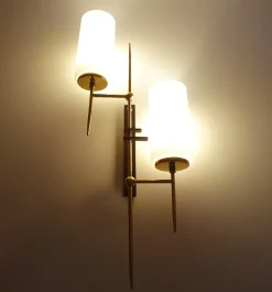 Hot Pamono Large Mid-Century Glass Wall Lights from Lunel, 1960s, Set of 2