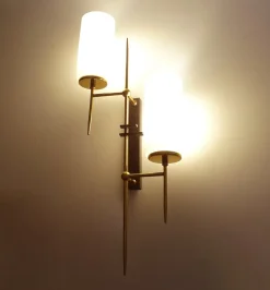 Hot Pamono Large Mid-Century Glass Wall Lights from Lunel, 1960s, Set of 2