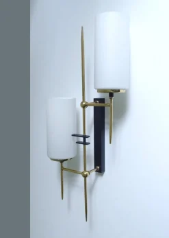 Hot Pamono Large Mid-Century Glass Wall Lights from Lunel, 1960s, Set of 2