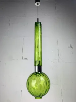 Clearance Pamono Large Mid-Century Green Glass Tube Pendant from Staff Leuchten, 1960s-1970s