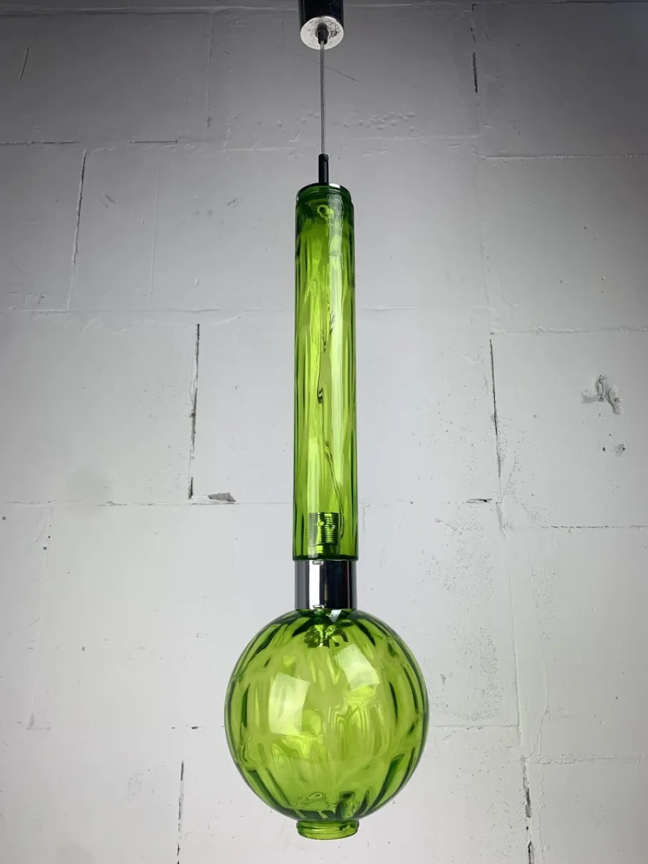 Clearance Pamono Large Mid-Century Green Glass Tube Pendant from Staff Leuchten, 1960s-1970s