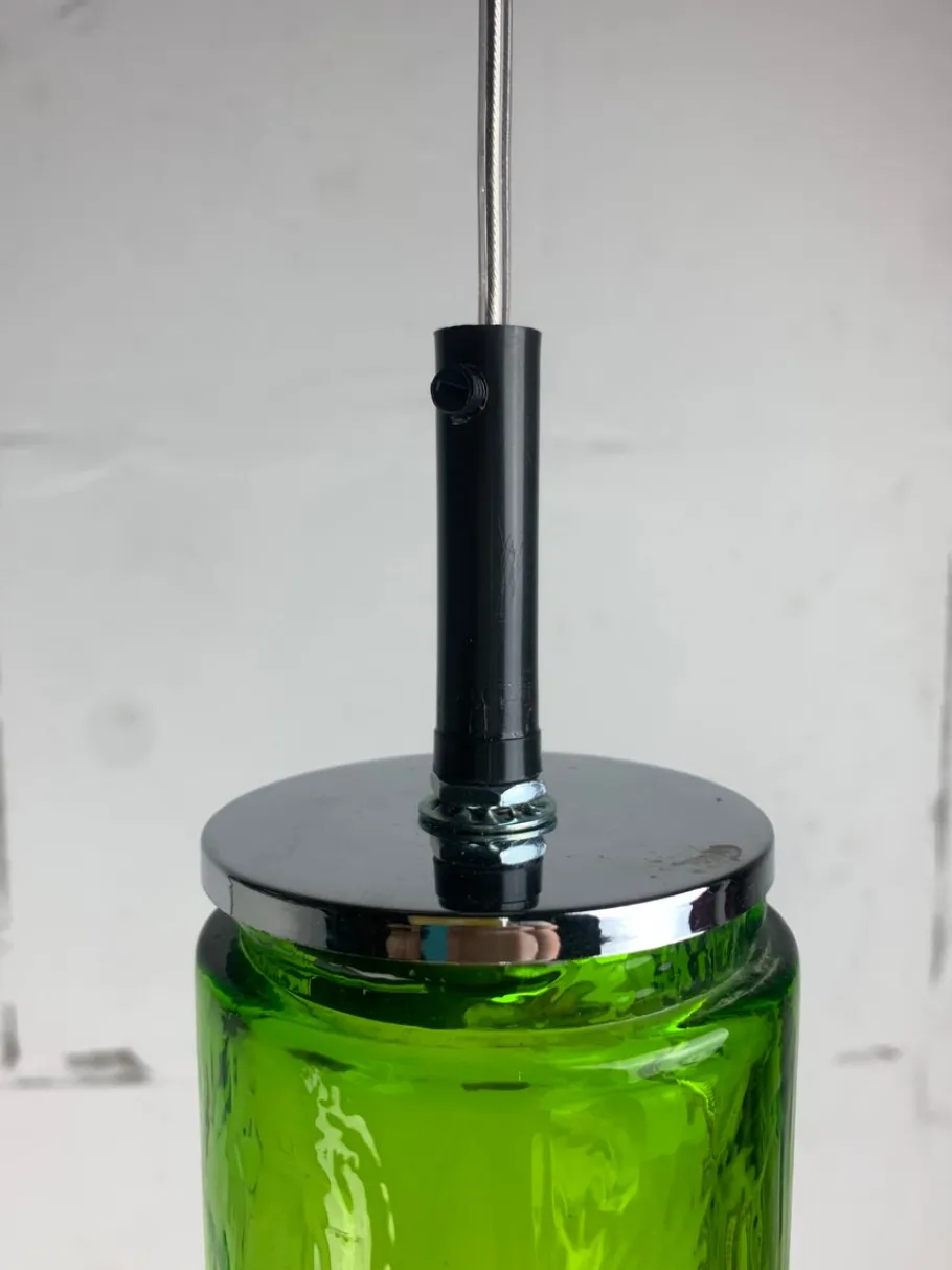 Clearance Pamono Large Mid-Century Green Glass Tube Pendant from Staff Leuchten, 1960s-1970s