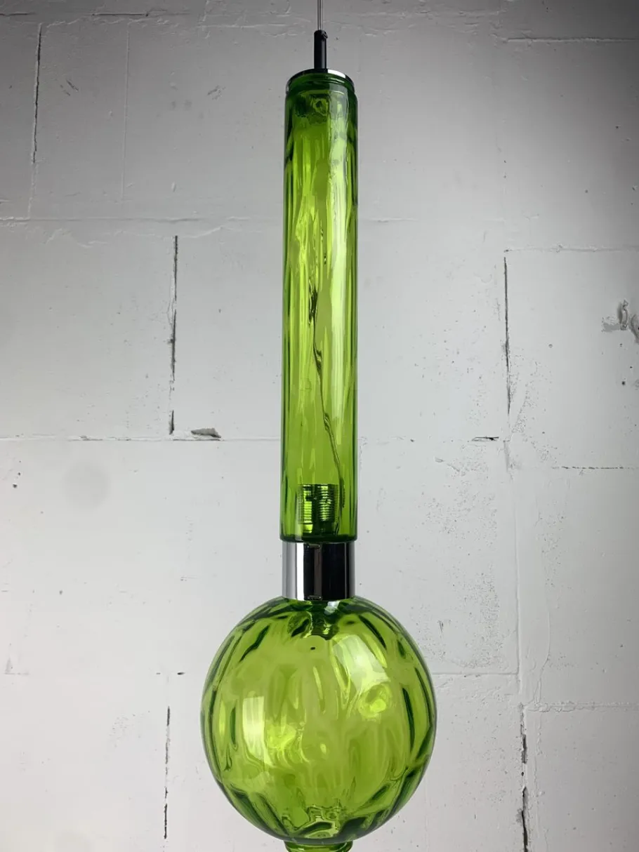 Clearance Pamono Large Mid-Century Green Glass Tube Pendant from Staff Leuchten, 1960s-1970s