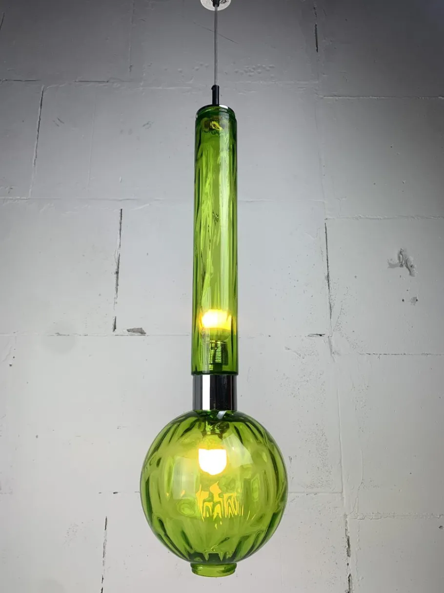 Clearance Pamono Large Mid-Century Green Glass Tube Pendant from Staff Leuchten, 1960s-1970s