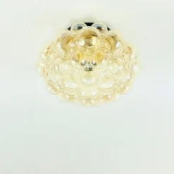 Sale Pamono Large Mid-Century Modern Amber Bubble Glass Flush Mount by Helena Tynell for Limburg, Germany, 1970s