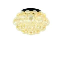 New Pamono Large Mid-Century Modern Amber Bubble Glass Flush Mount by Helena Tynell for Limburg, Germany, 1970s