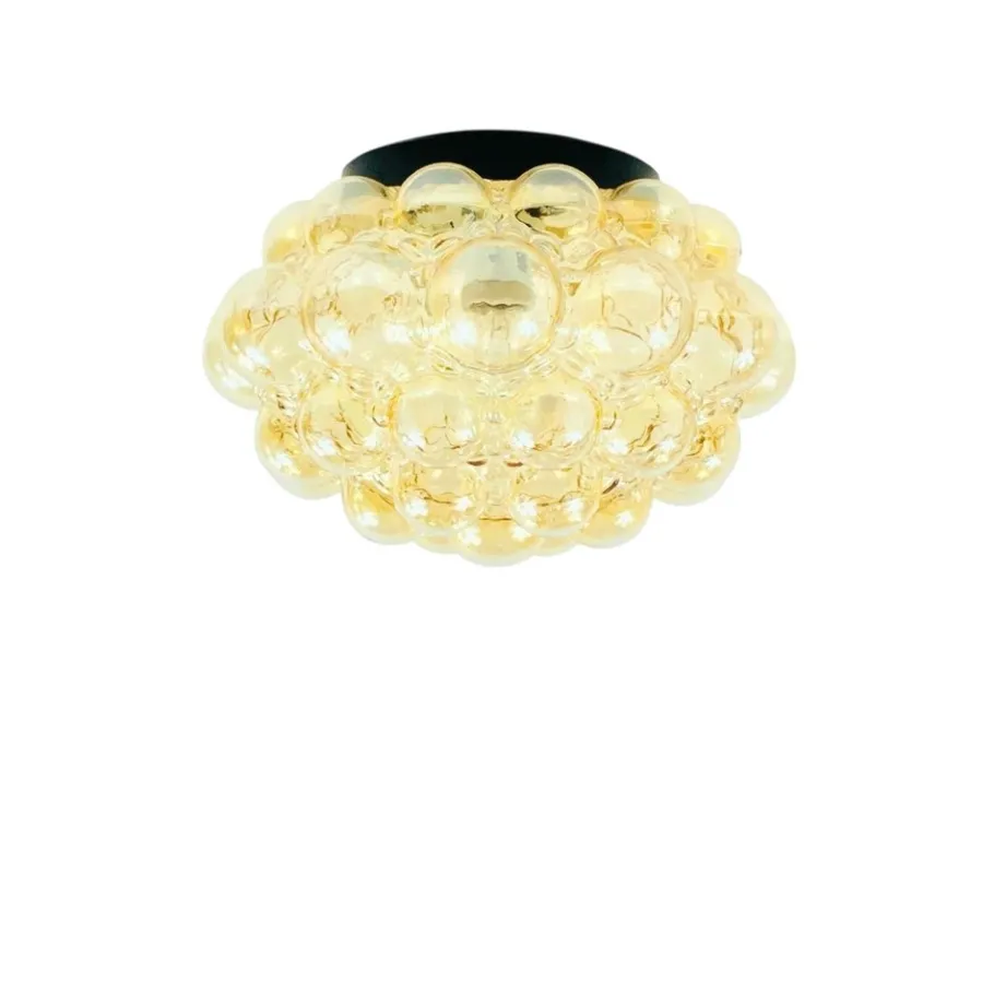 New Pamono Large Mid-Century Modern Amber Bubble Glass Flush Mount by Helena Tynell for Limburg, Germany, 1970s