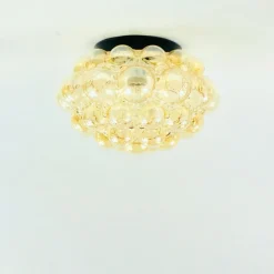 New Pamono Large Mid-Century Modern Amber Bubble Glass Flush Mount by Helena Tynell for Limburg, Germany, 1970s