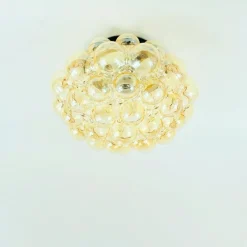 New Pamono Large Mid-Century Modern Amber Bubble Glass Flush Mount by Helena Tynell for Limburg, Germany, 1970s