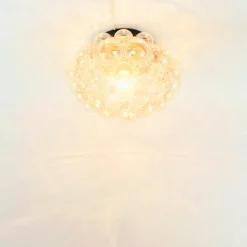 New Pamono Large Mid-Century Modern Amber Bubble Glass Flush Mount by Helena Tynell for Limburg, Germany, 1970s