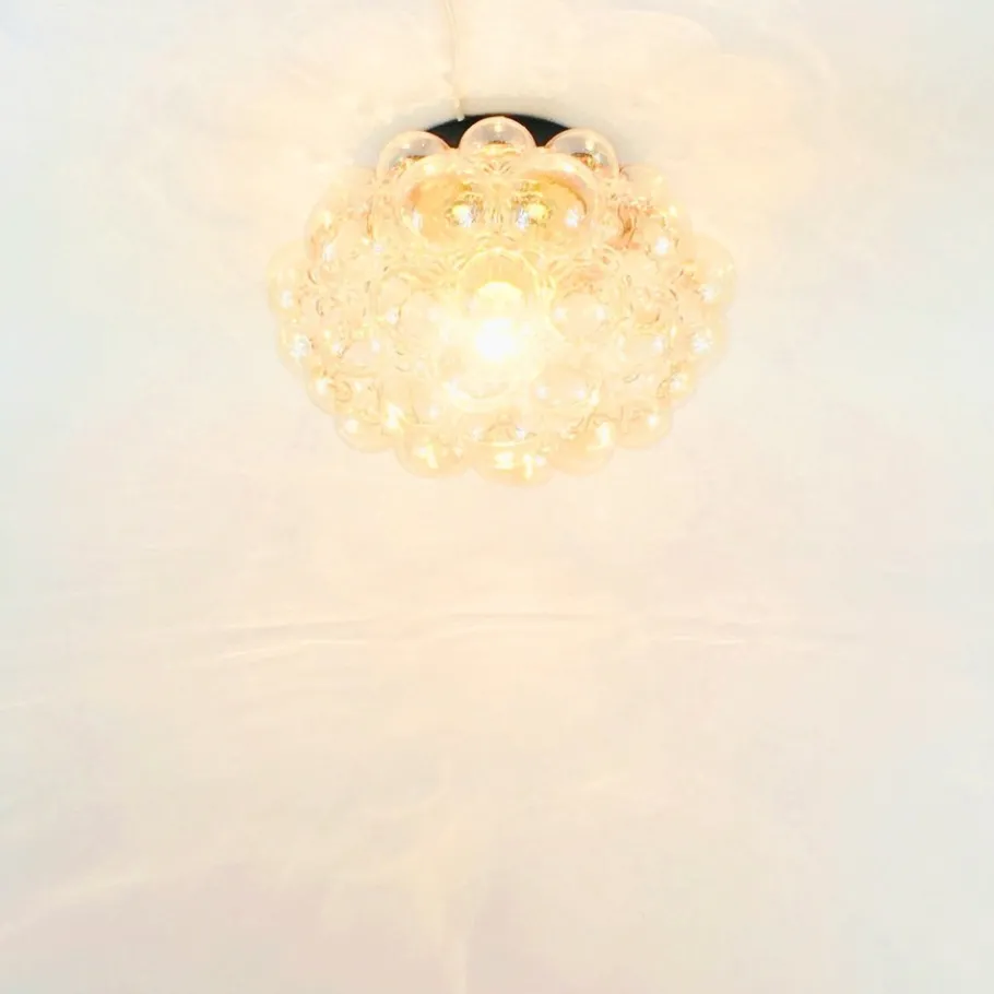 New Pamono Large Mid-Century Modern Amber Bubble Glass Flush Mount by Helena Tynell for Limburg, Germany, 1970s