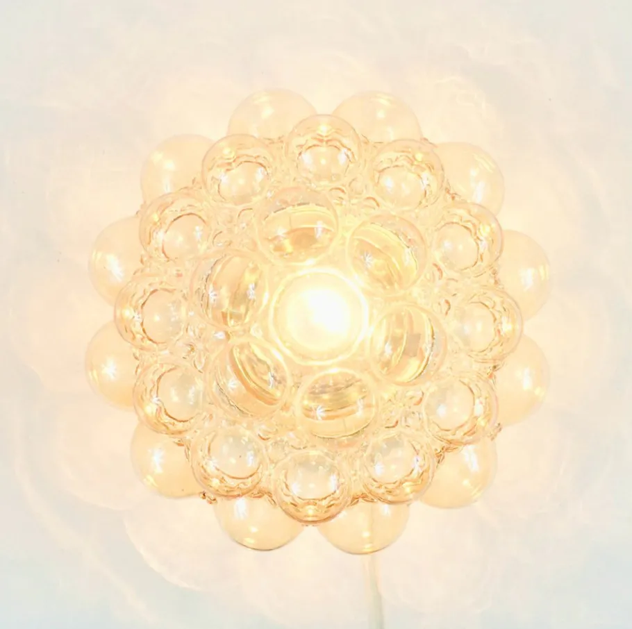 New Pamono Large Mid-Century Modern Amber Bubble Glass Flush Mount by Helena Tynell for Limburg, Germany, 1970s