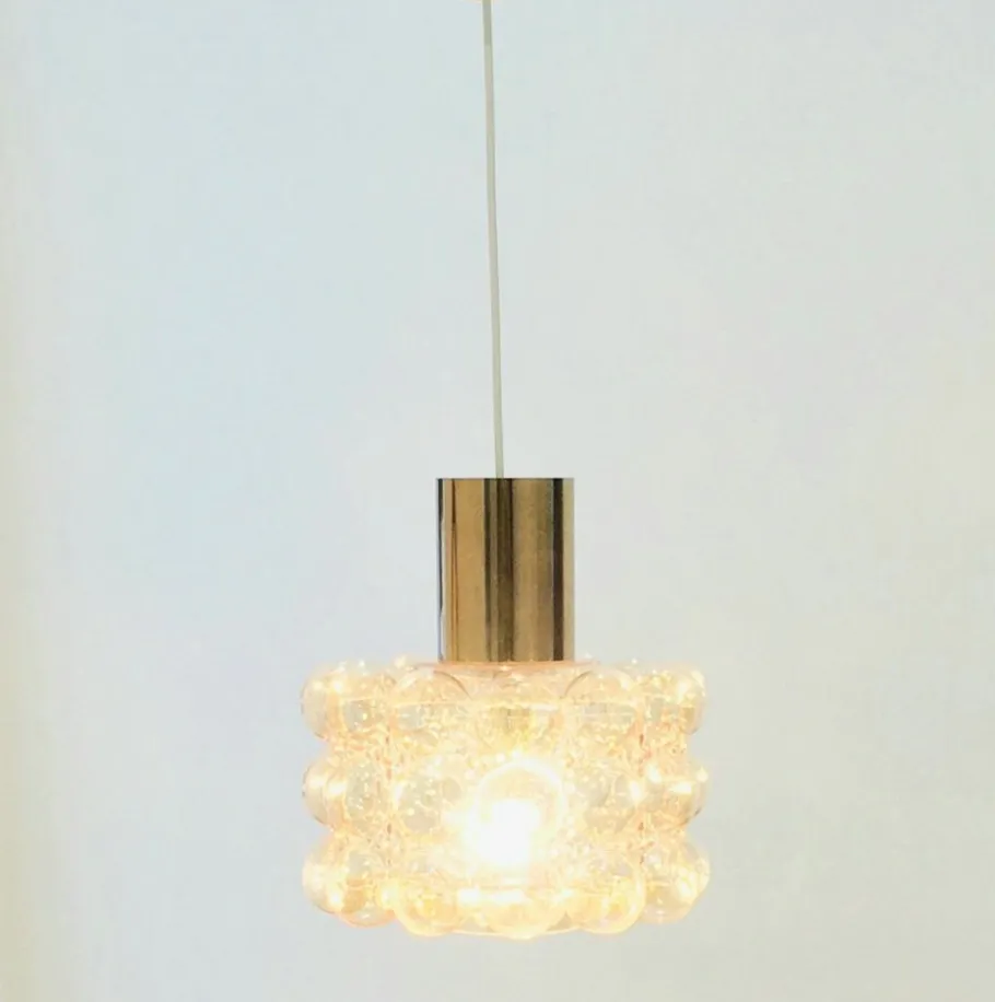 Clearance Pamono Large Mid-Century Modern Amber Bubble Glass Pendant by Helena Tynell for Limburg, Germany, 1960s